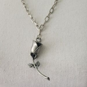 Vintage Charm Pendant Pewter & Stainless Steel Chain 24" Goth Fairycore